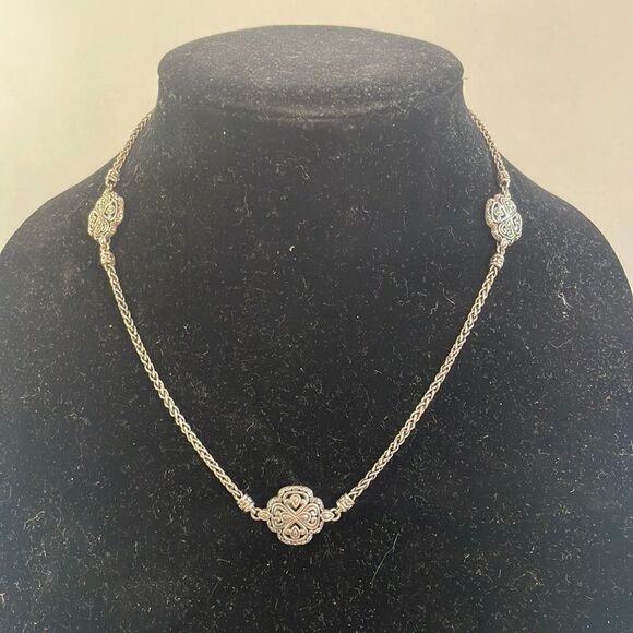 John Hardy Sterling and 14kt Clover Station Necklace